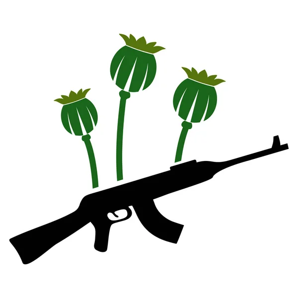Ilustrasi Ikon Kejahatan Rata Opium Poppy - Stok Vektor