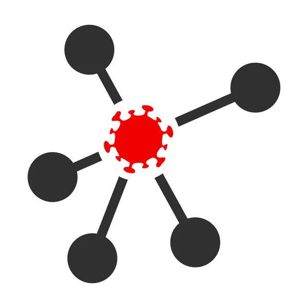 Virus Network Icona piatta Simbolo — Vettoriale Stock