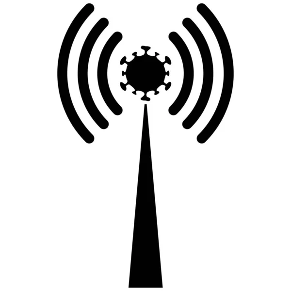 Virus Radio Tower Flat Icon Illustratie — Stockvector