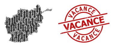 Afganistan Haritasının Kazınmış Tahliye Damgası ve Dikey Takas Oku Mozaiği