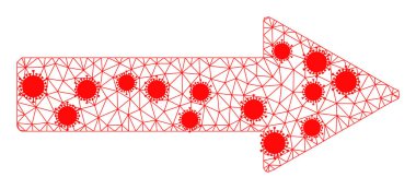 Sağ Ok Kablosu Coronavirüs Parçalarıyla Izgara Piktogramı
