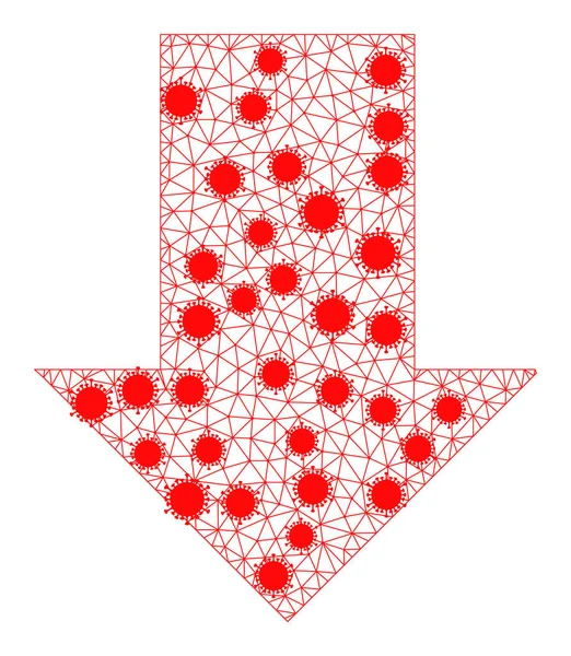 Spadek Strzałka Polygonal siatki Piktogram z elementów infekcyjnych — Wektor stockowy