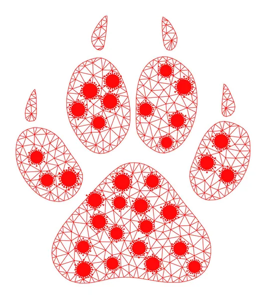 Pittogramma della maglia poligonale dell'impronta di tigre con elementi patogeni — Vettoriale Stock