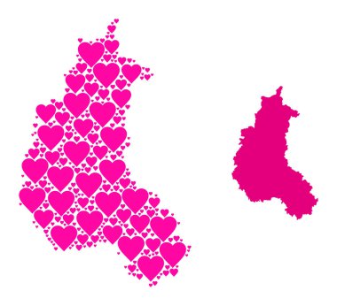 Pembe Sevgililer Günü Kolajı Şampanya Bölgesi Haritası