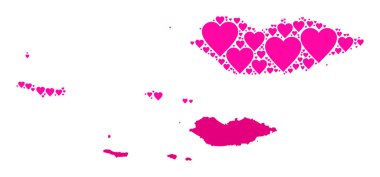 Socotra Takımadalarının Pembe Aşk Kolajı Haritası