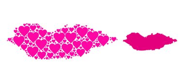 Socotra Adasının Pembe Kalp Mozaik Haritası