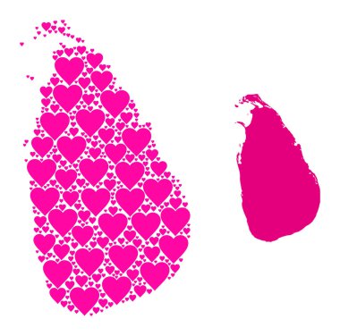 Sri Lanka Pembe Güzel Kolaj Haritası