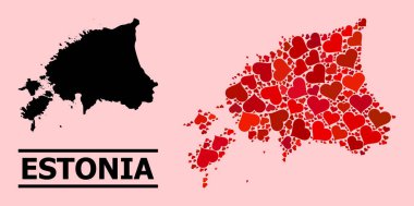 Estonya 'nın Kırmızı Güzel Mozaik Haritası