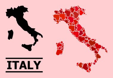 İtalya 'nın Kırmızı Kalp Deseni Haritası