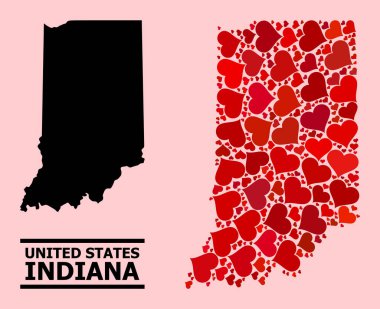 Indiana Eyaletinin Kızıl Sevgililer Günü Mozaik Haritası