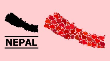 Nepal 'in Kırmızı Hoş Mozaik Haritası
