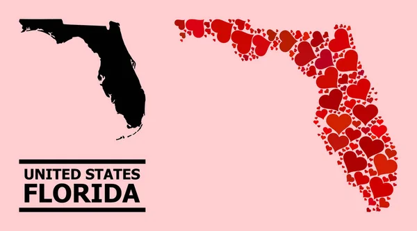 Red Lovely Pattern Map van Florida State — Stockvector