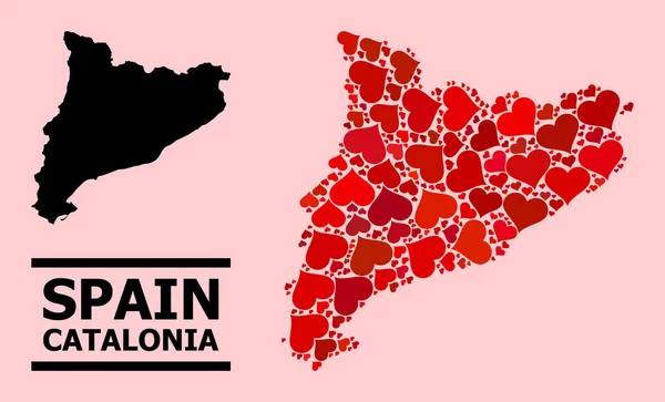 Red Valentine mapa padrão de Catalunha —  Vetores de Stock