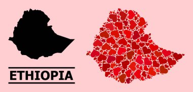 Etiyopya 'nın Kırmızı Kalp Deseni Haritası