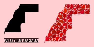 Batı Sahra 'nın Kırmızı Güzel Kolaj Haritası