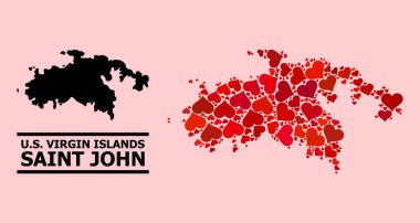 Aziz John Adası 'nın Kırmızı Güzel Şablon Haritası