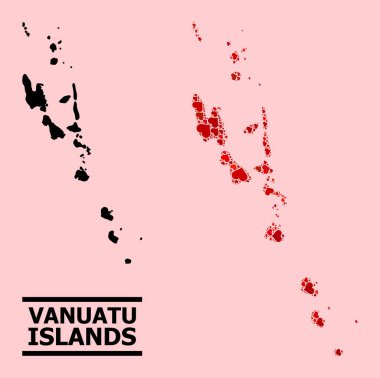Vanuatu Adalarının Kırmızı Güzel Kolaj Haritası