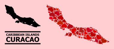Curacao Adası 'nın Kırmızı Şablon Haritası