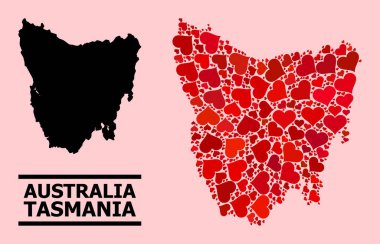 Kızıl Kalp Tazmanya Adası Mozaik Haritası