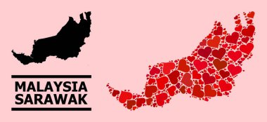 Sarawak 'ın Kırmızı Güzel Şablon Haritası