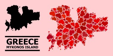 Mykonos Adası 'nın Kırmızı Hoş Kalıp Haritası