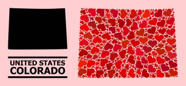 Colorado Eyaleti Kırmızı Kalp Mozaik Haritası