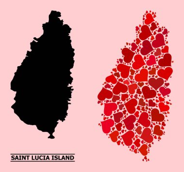 Saint Lucia Adası 'nın Kızıl Aşk Mozaik Haritası