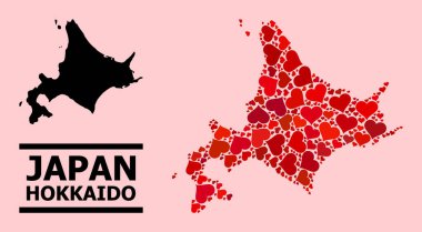 Hokkaido Adası 'nın Kırmızı Güzel Şablon Haritası