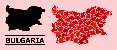 Bulgaristan 'ın Kırmızı Sevgililer Günü Kolajı Haritası