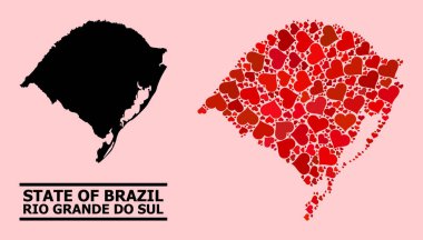 Rio Grande Do Sul 'un Kırmızı Kalp Kolajı Haritası