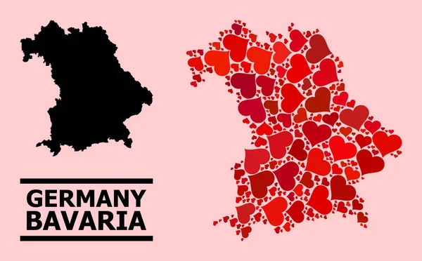 Карта серця червоної любові штату Баварія — стоковий вектор