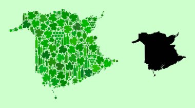 New Brunswick Eyaleti Haritası - Şarap ve Üzüm Yaprakları Mozaiği