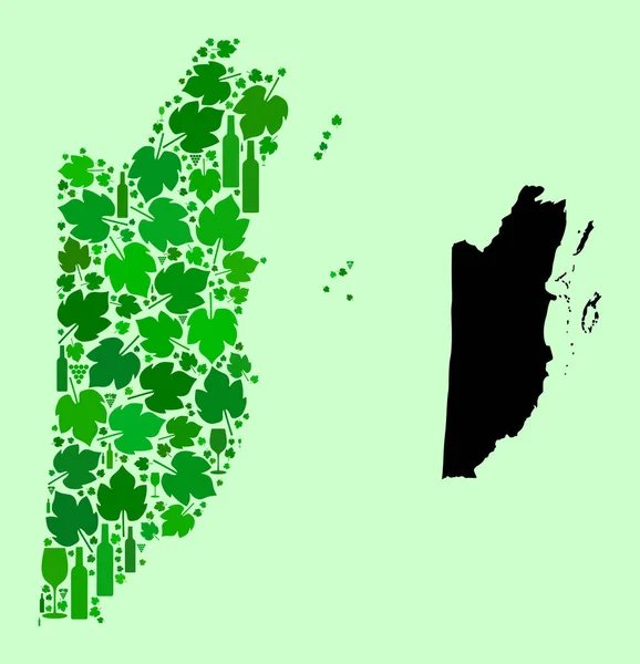 Mapa de Belize - Mosaico do vinho e das folhas de uva — Vetor de Stock