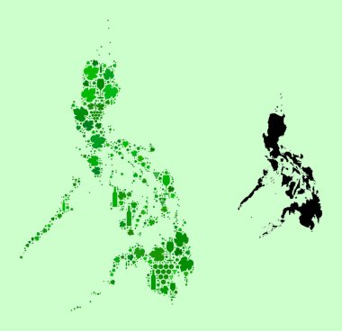 Filipinler Haritası - Şarap ve Üzüm Yaprakları Mozaiği