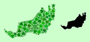 Sarawak Haritası - Şarap ve Üzüm Kolajı