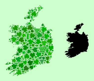 İrlanda Cumhuriyeti Haritası - Şarap ve Üzüm Kolajı