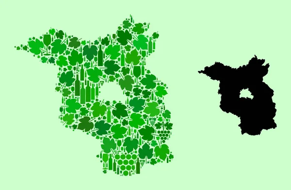 勃兰登堡州地图- -葡萄酒和葡萄的马赛克 — 图库矢量图片