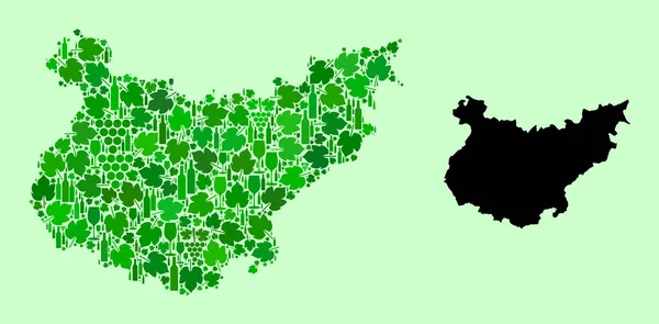 Mapa da Província de Badajoz - Composição de Vinhos e Uvas — Vetor de Stock