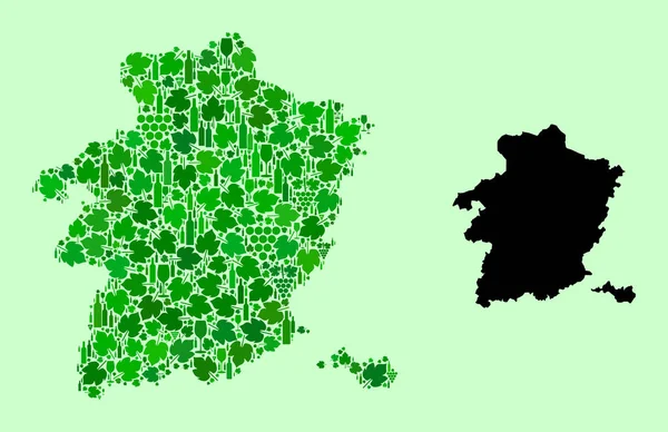 Karte der Provinz Limburg - Mosaik aus Wein und Traubenblättern — Stockvektor