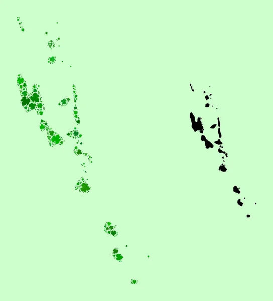 Map of Vanuatu Islands - Mosaic of Wine and Grapes Leaves — Stock Vector