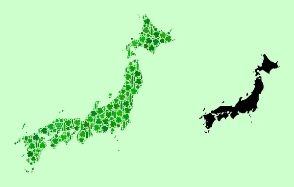 Landkarte von Japan - Collage aus Wein und Trauben — Stockvektor