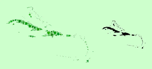 Karayip Adaları Haritası - Şarap ve Üzüm Kolajı — Stok Vektör