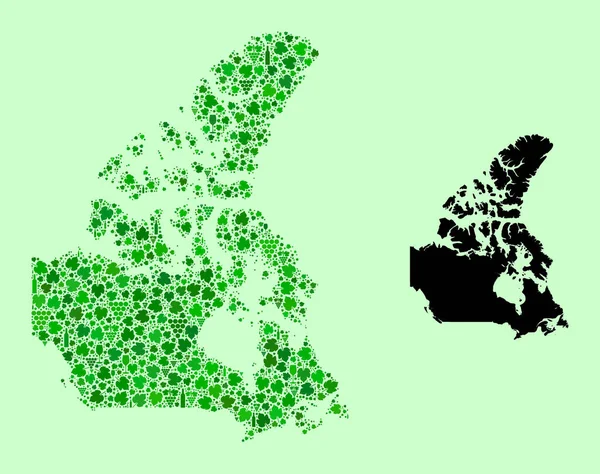 Mapa de Canadá - Mosaico de vino y uvas — Vector de stock