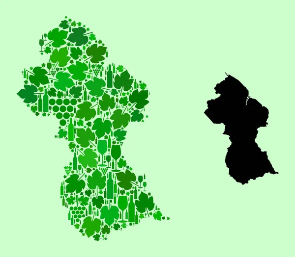 Karta över Guyana - Sammansättning av vin och druvor — Stock vektor