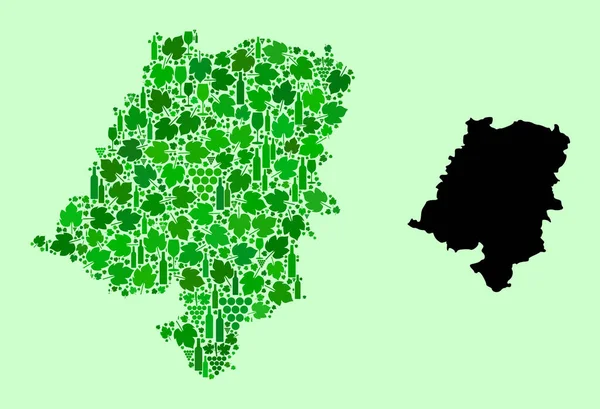 Χάρτης Επαρχίας Opole - Κολάζ Οίνου και Φύλλων Σταφυλιού — Διανυσματικό Αρχείο