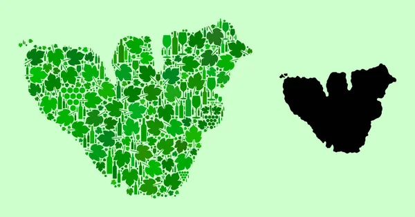 मूरिया बेटाचा नकाशा वाईन आणि द्राक्षांचा मोशेक — स्टॉक व्हेक्टर