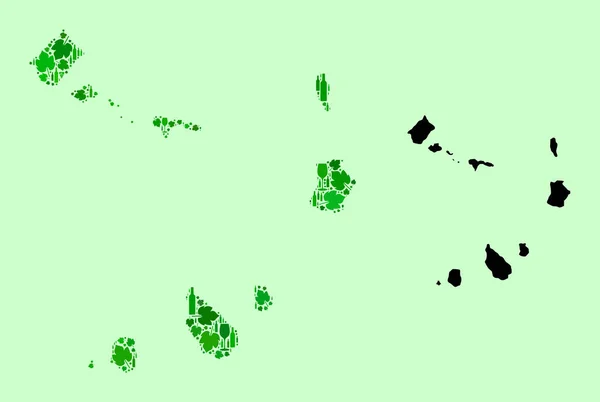 Mapa Kapverdských ostrovů - Složení vinných listů — Stockový vektor