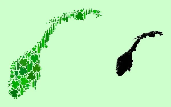 Carte de Norvège - Composition du vin et du raisin — Image vectorielle