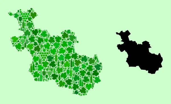 Karta över provinsen Overijssel - Mosaik över vin och druvor — Stock vektor
