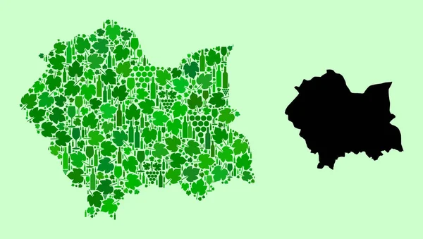 Mapa Malopolské provincie - Mozaika vína a vinných listů — Stockový vektor